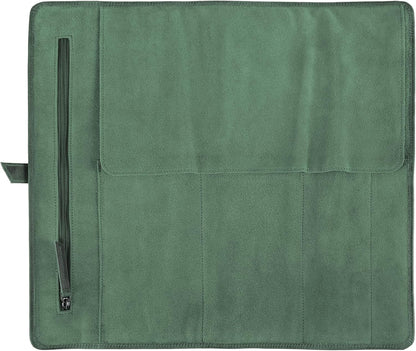 Leather Knife Roll Bag for Chefs – 17.5” x 17.5” Professional Chef Knife Storage Organizer, Portable Culinary Knife Case, Travel Knife Roll for Kitchen, BBQ & Catering