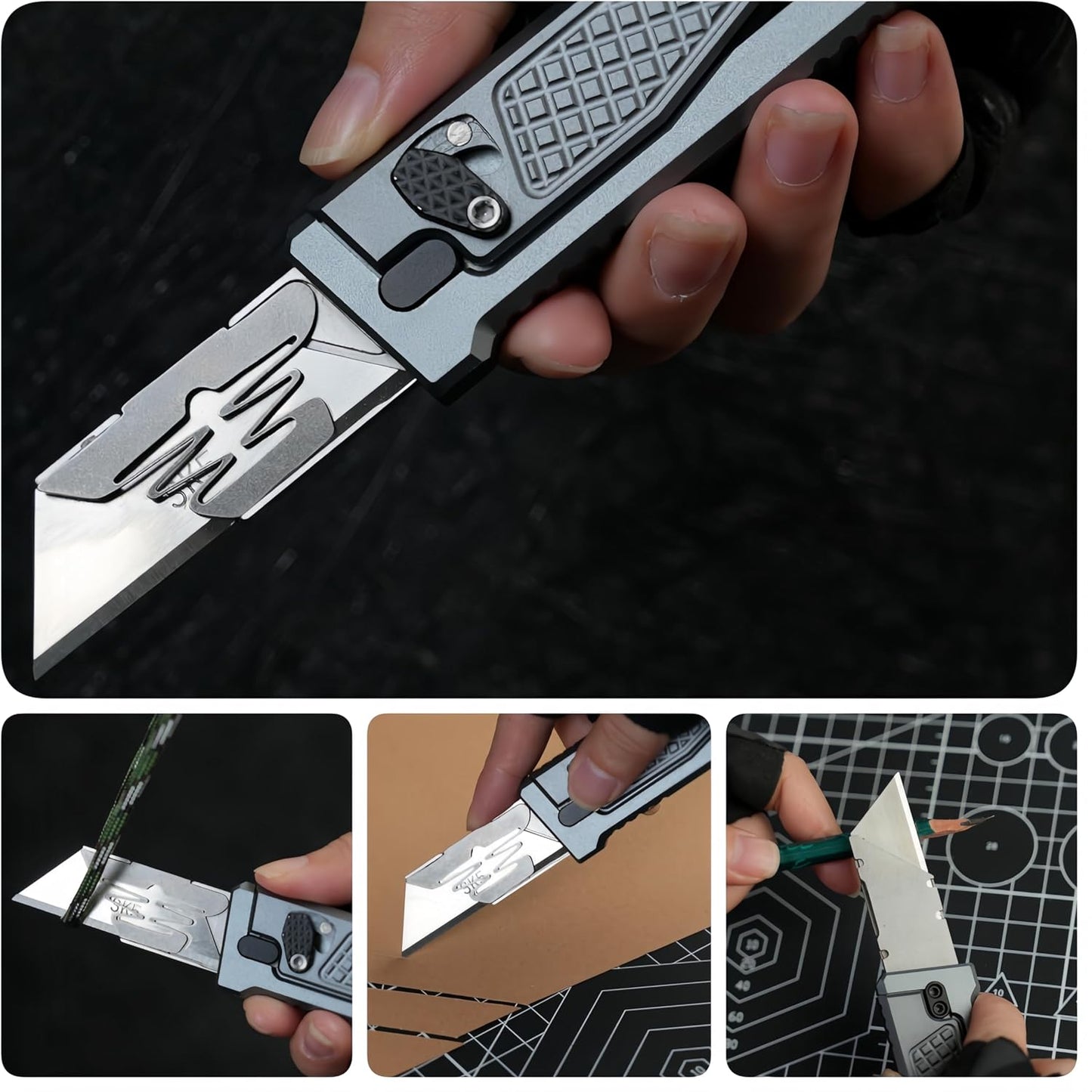 5.8" Aluminium Utility Knife, EDC Box Cutter with Clip, CNC Unibody, Lightweight All Metal Folding Box Cutter, Ideal Gifts for Men Women, with 10 Extra Blades（Orange）