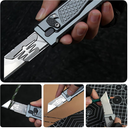 5.8" Aluminium Utility Knife, EDC Box Cutter with Clip, CNC Unibody, Lightweight All Metal Folding Box Cutter, Ideal Gifts for Men Women, with 10 Extra Blades（Orange）