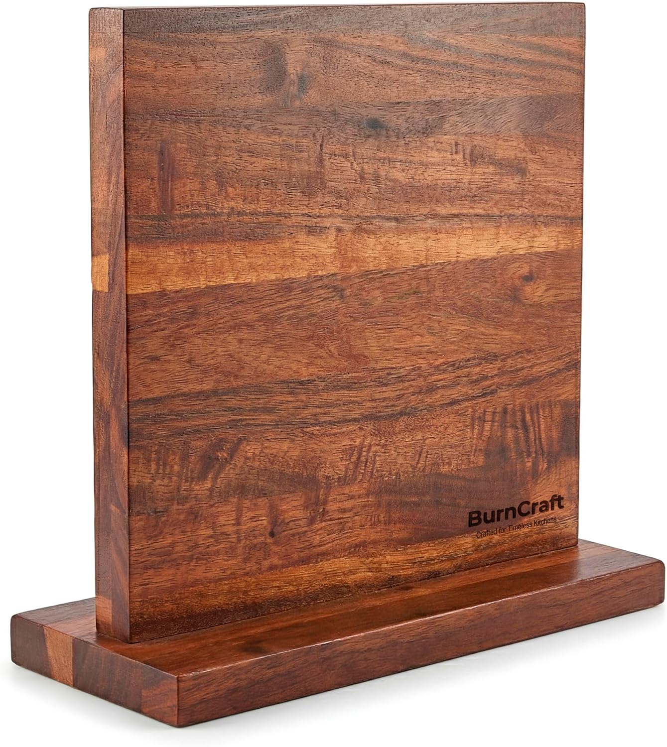 Magnetic Knife Block, Double Sided Acacia Wood Knife Holder Rack, Countertop Stand for Kitchen Knives Storage with Strong Magnets 12 x 10 Inch