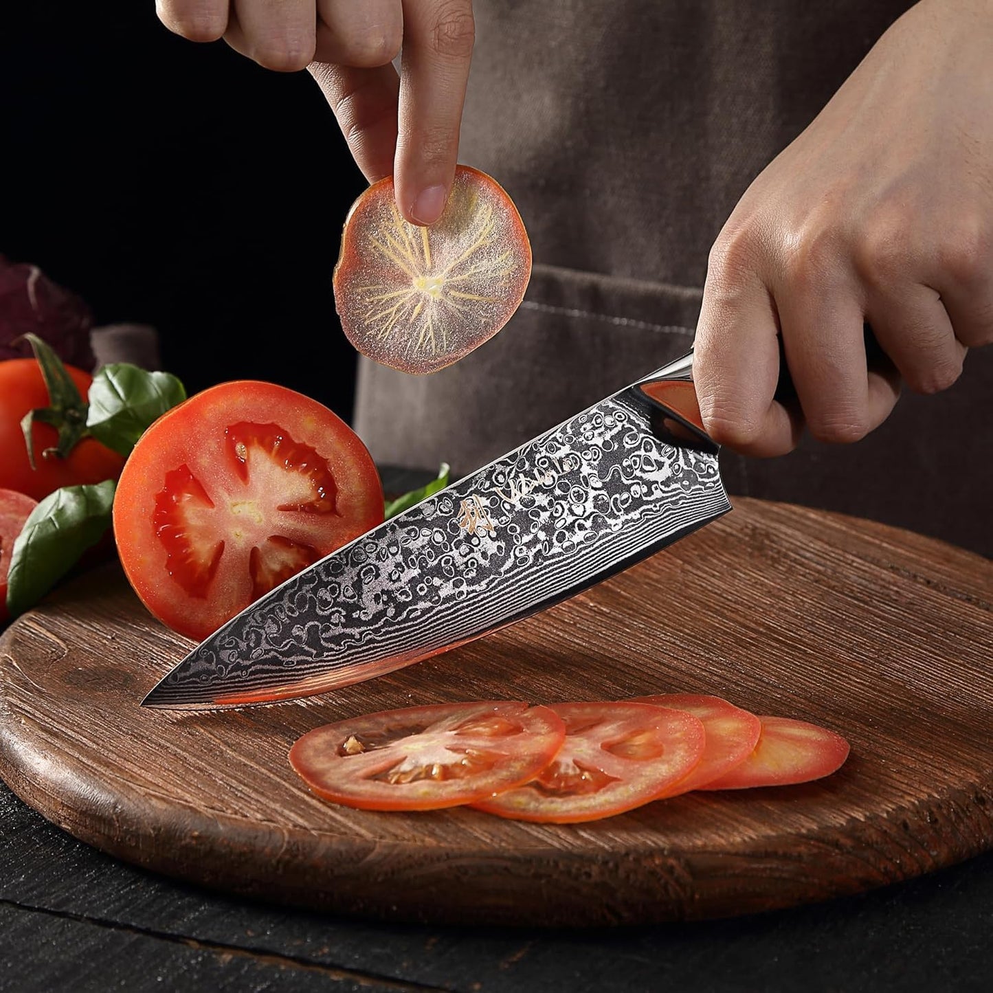 Wakoli Damascus Chef Knife Set with Magnetic Block – 5-Piece Professional Kitchen Knife Block Set, Genuine 67-Layer Damascus Steel Blades with VG10 Core & Ergonomic Sycamore Wood Handles