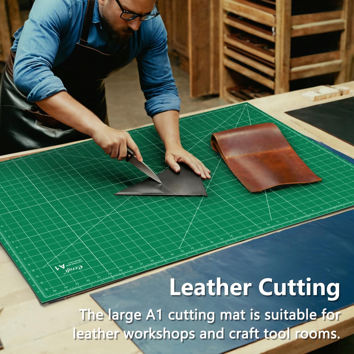 Ecraft Self Healing Cutting Mat 18x12 Inch A3, 5-Ply Double Sided Rotary Cutting Board with Grid, Grey/Black for Sewing, Quilting, Fabric & Craft Projects