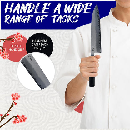 HMS Hand Forged Professiona Kitchen Knife - Japanese HAP40 Triple-Layer Steel (8-Inch Gyuto Knife)