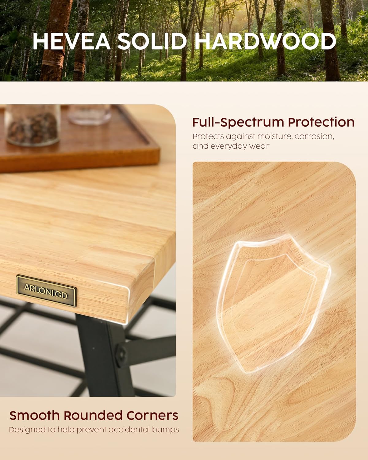 Hevea Butcher Block Countertop, 25"×24"×1.5" Solid Wood Butcher Block, Unfinished Wood Table Top DIY Cut for Kitchen Island, Cutting Board, Washer Dryer Countertop, Living and Dining Room Table 2ft