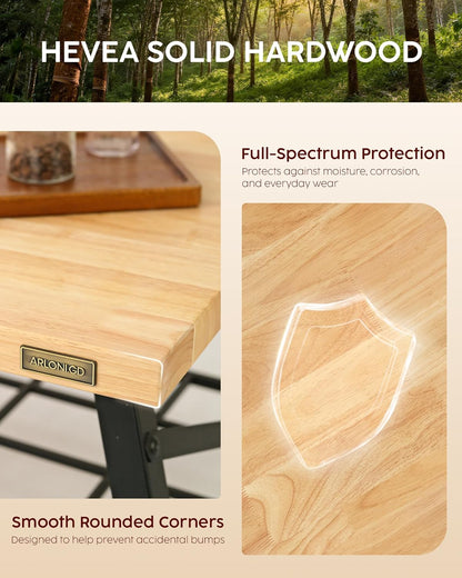 Hevea Butcher Block Countertop, 25"×24"×1.5" Solid Wood Butcher Block, Unfinished Wood Table Top DIY Cut for Kitchen Island, Cutting Board, Washer Dryer Countertop, Living and Dining Room Table 2ft