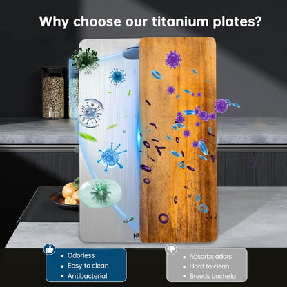3Pcs Titanium Cutting Boards For Kitchen, 100% Pure Titanium Chopping Board, Food Grade Quality, Double-sided non-toxic, Easy To Clean, Dishwasher Safe And Will Not Absorb Odors (S+M+L)