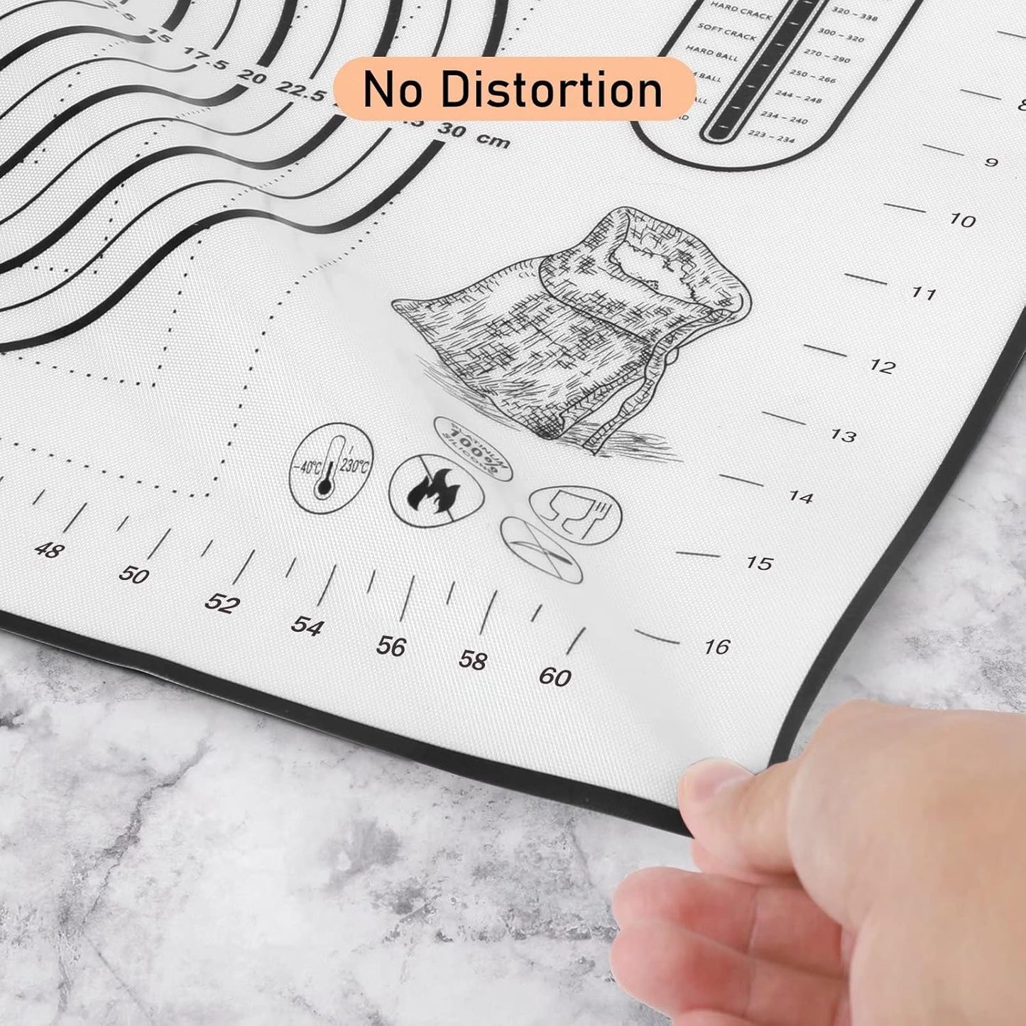 Silicone Pastry Baking Mat Dough - 16x24Inch Large Non Stick Slip Cookie Bread Rolling Mats Sheet, Kitchen Counter Kneading Cooking Board Pad Matt with Measurement for Pie Pizza Cookies Fondant Making