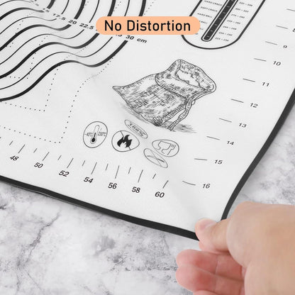 Silicone Pastry Baking Mat Dough - 16x24Inch Large Non Stick Slip Cookie Bread Rolling Mats Sheet, Kitchen Counter Kneading Cooking Board Pad Matt with Measurement for Pie Pizza Cookies Fondant Making