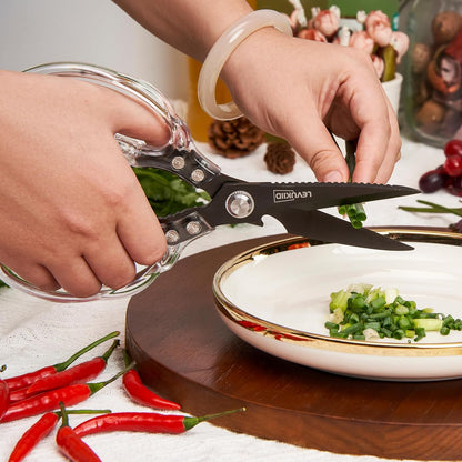 Rust-Resistant Kitchen Scissors, Transparent and Stylish Handle, Suitable For Cutting Various Foods and Their Packaging, Suitable For Large Hands,Colorful Blade