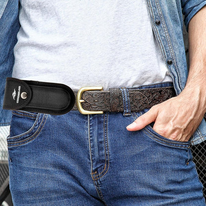 Multitool Belt Sheath for Leatherman, Gerber - Nylon Knife Pouch for Folding Knife - Snap Closure Knife Holder with Horizontally or Vertically Carry Belt Loop