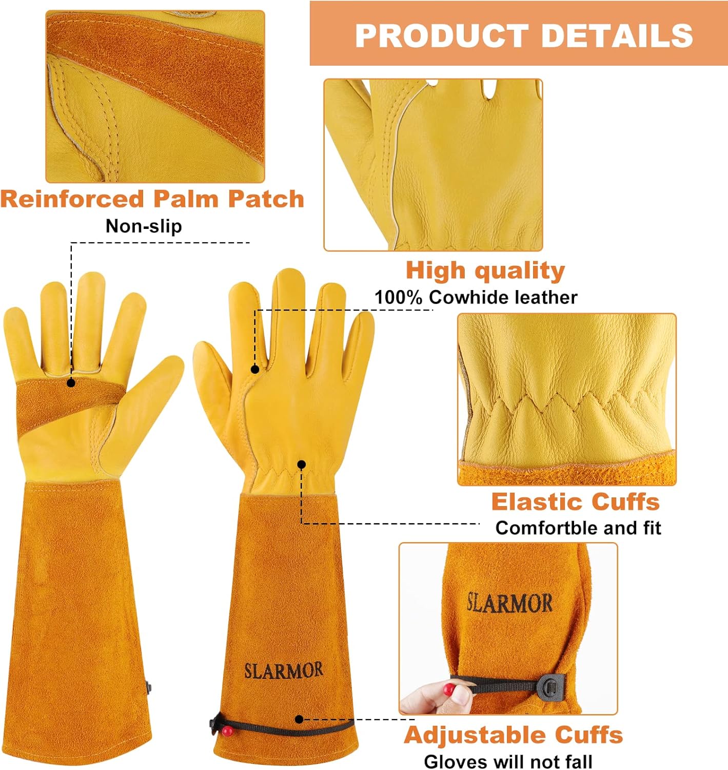 Long Gardening-Gloves Women/Men-Thorn proof Rose Pruning Heavy Duty Gauntlet, Best Garden Gifts for Gardener-L