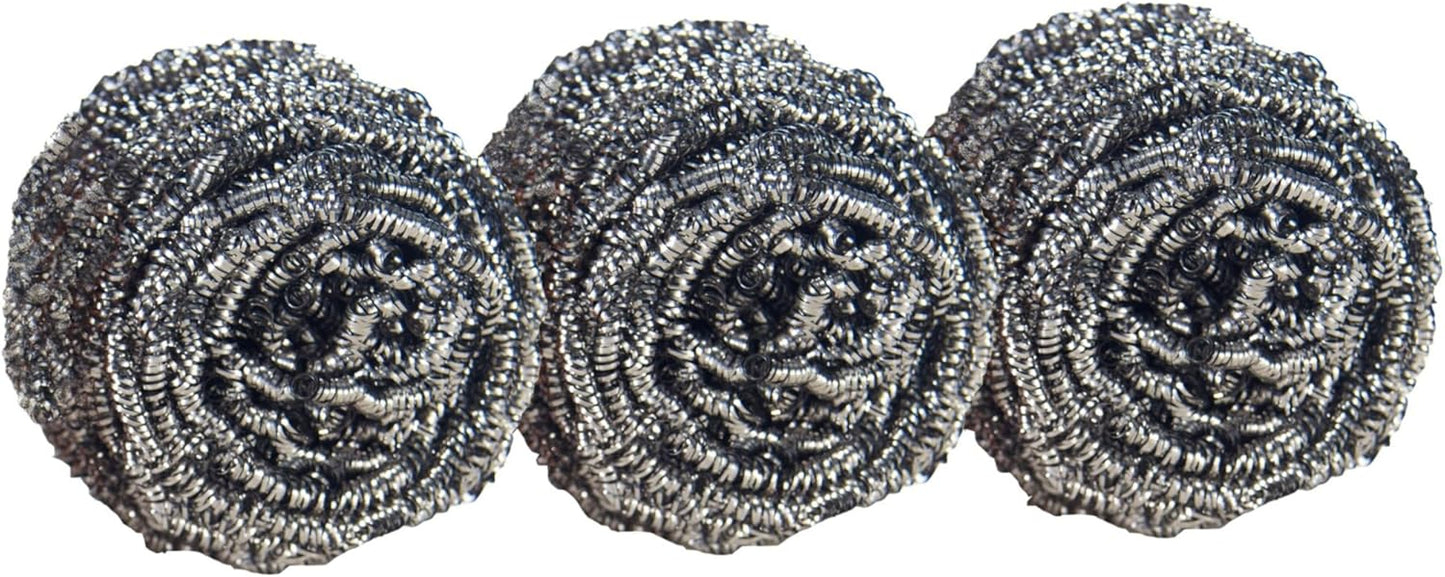 Scotch-Brite Stainless Steel Scrubbers, Scouring Pads for Cleaning Tough Baked-On Messes, Metal Scrubbers for Cleaning Dishes, 3 Scrub Pads
