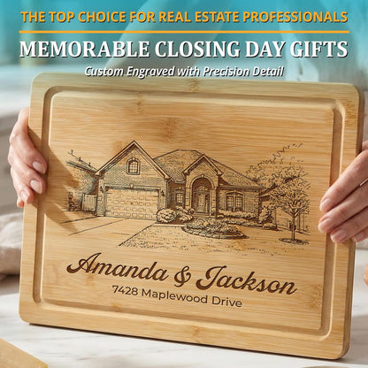 Personalized Cutting Board - Custom Bamboo Engraved Chopping Board for Kitchen - Unique Housewarming Gift for Couples & New Home - Durable Bamboo Carving Board - 4 Size Option