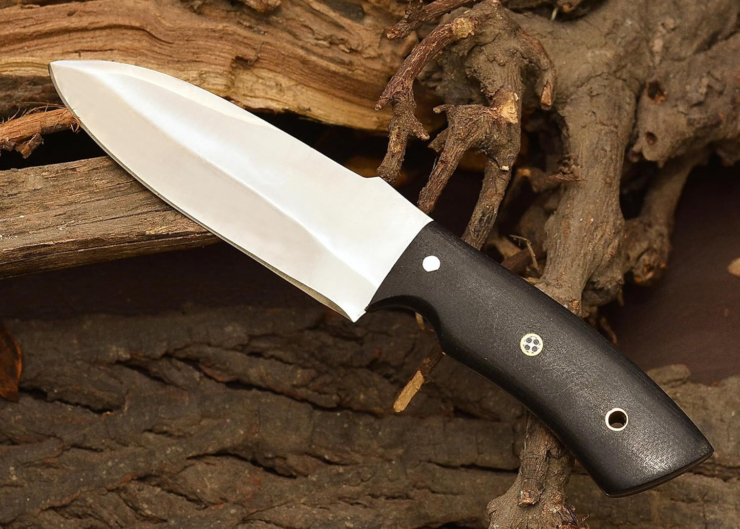 Fixed Blade Hunting Forged Tracker Knife - 8 Inches Carbon Steel Razor Sharp Blade Full Tang Bushcraft Knives with Premium Leather Belt Sheath. Used For Hunting Outdoor Camping, Hiking, Skining Knife.