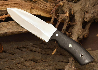 Fixed Blade Hunting Forged Tracker Knife - 8 Inches Carbon Steel Razor Sharp Blade Full Tang Bushcraft Knives with Premium Leather Belt Sheath. Used For Hunting Outdoor Camping, Hiking, Skining Knife.