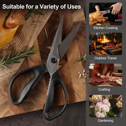 XINZUO Sandvik 14C28N Stainless Steel Multi-Purpose Kitchen Shear,Heavy Duty Kitchen Food Scissors For (Meat/Herbs/Poultry),With Silver Aluminum Alloy Handle