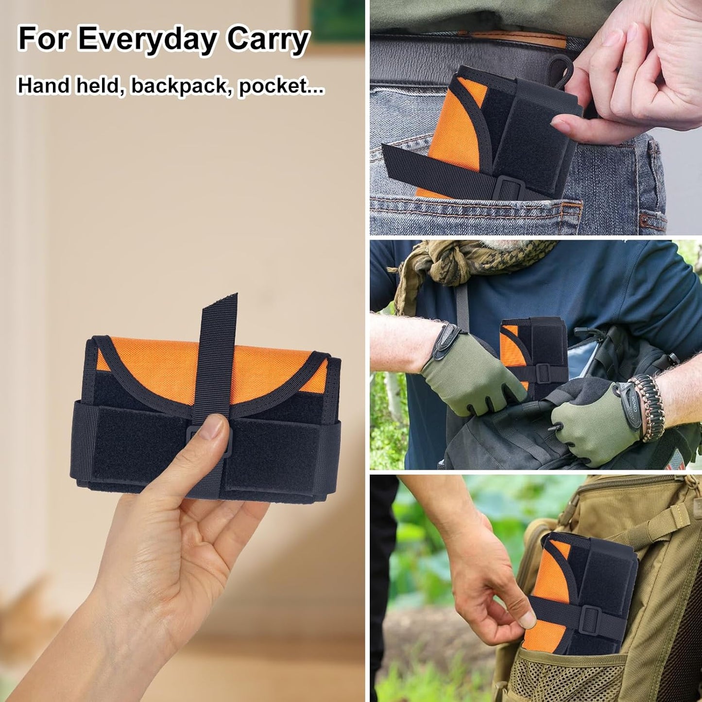 Compact Tool Organizer of Tool Roll, Portable Roll-Up Storage for Fire Starter, Knives, Multi-Tools, Elastic Mesh Pockets with Hook & Loop Closure for Camping, EDC, Survival Gear