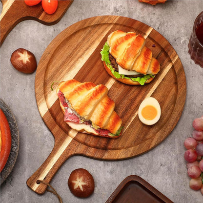 6 Pcs Acacia Wood Cutting Board with Handle, Small Wooden Charcuterie Boards, Decorative Bulk Serving Boards for Kitchen Cheese Bread (12 x 6 x 0.6 Inch)