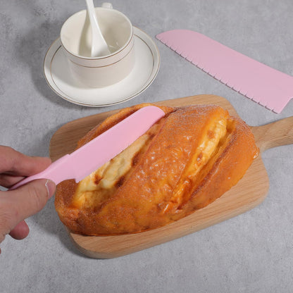 4 Pack Lettuce Knife 11/8.5" Plastic Cake Knifes to Prevent Browning Serrated Kitchen Cutter for Cutting Fruits, Cakes and Bread Dishwashable Safe for Kids Nylon Cutters for Nonstick Pans (Blue, S&L)