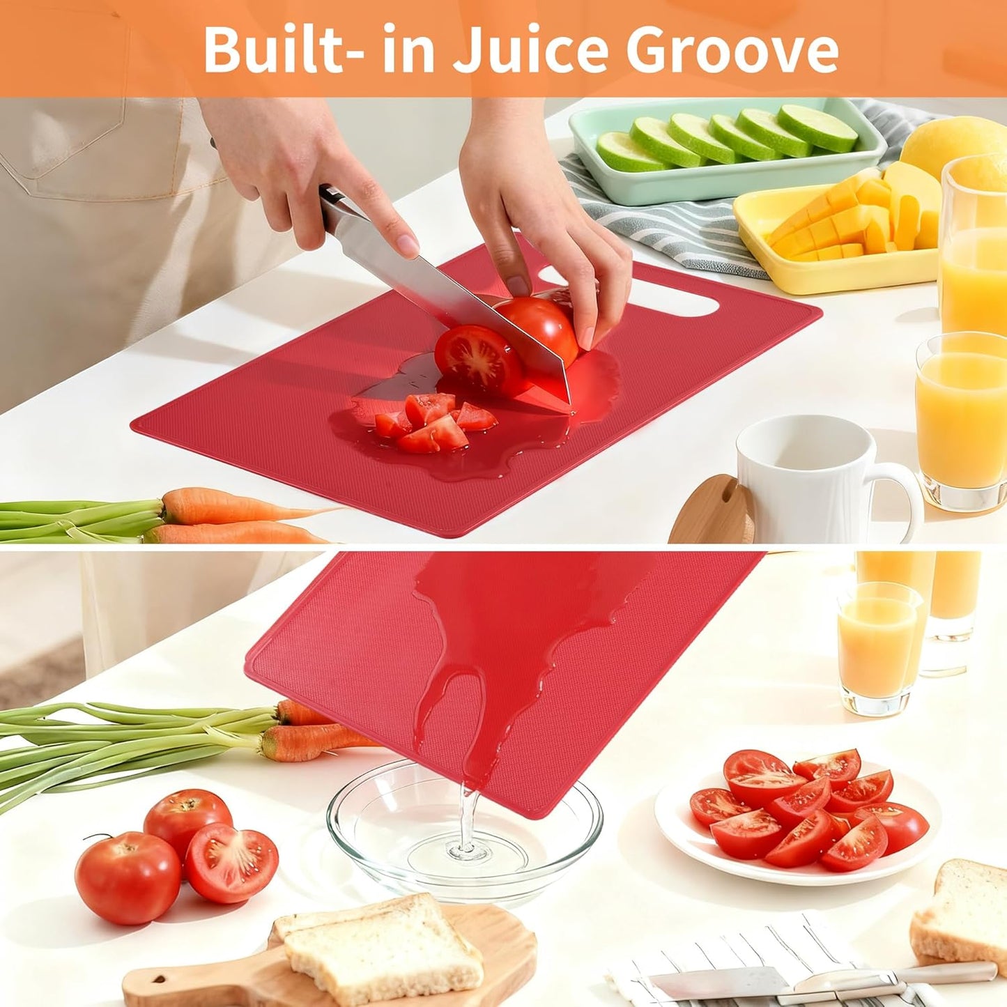 Luckyiren Premium Plastic Cutting Board Set – 3-Pack BPA-Free, Reversible, Easy to Clean, Durable and Lightweight – Ideal for Meat, Vegetables, and Seafood – 14 x 10 inch, Kitchen Essential