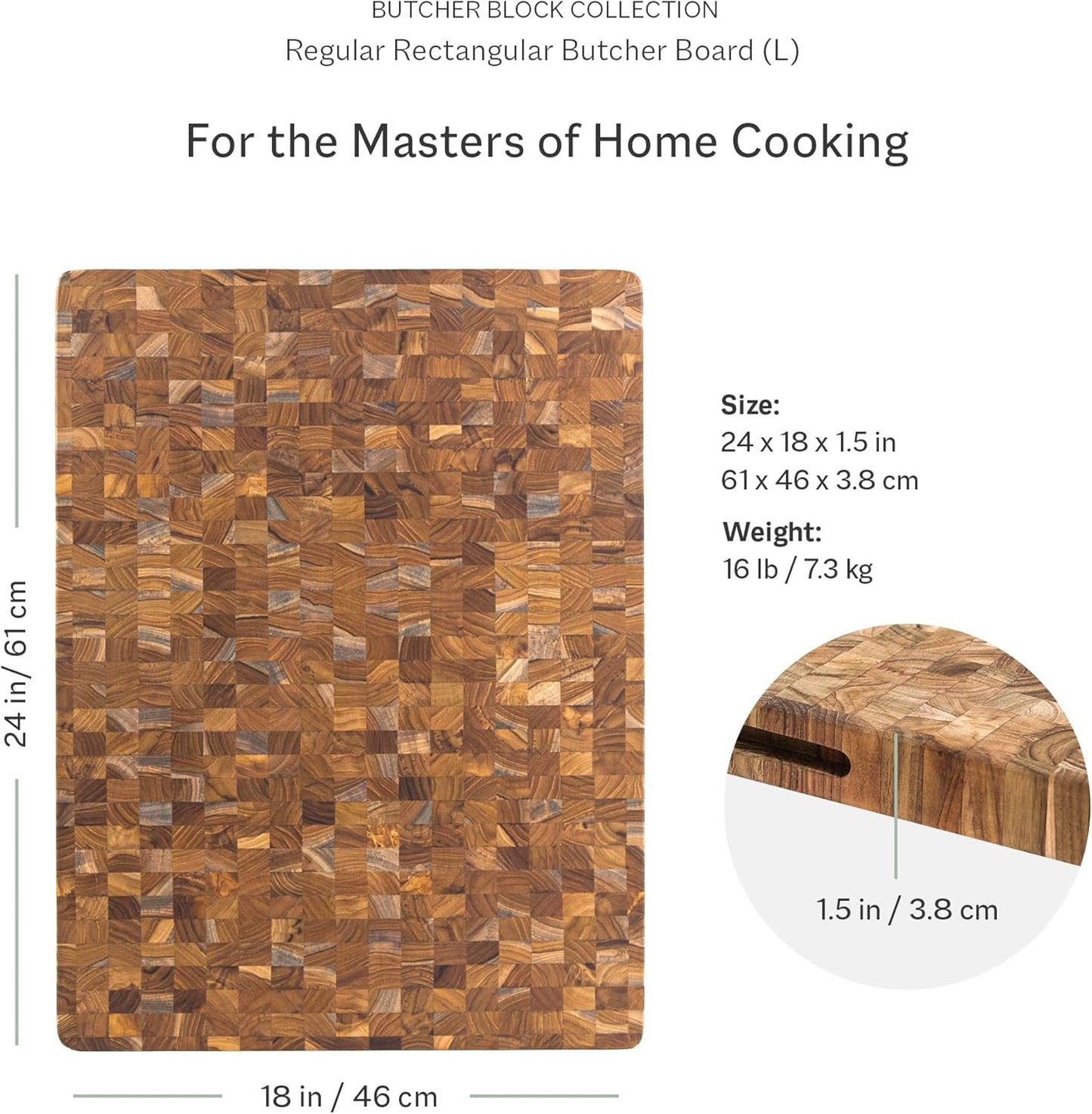 Teakhaus Butcher Block Cutting Board - Large Wooden Cutting Board - Holiday Gift Ideas for Men and Women - Gift-Ready End Grain Wood, Knife Friendly - FSC Certified
