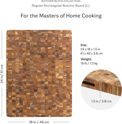 Teakhaus Butcher Block Cutting Board - Large Wooden Cutting Board - Holiday Gift Ideas for Men and Women - Gift-Ready End Grain Wood, Knife Friendly - FSC Certified