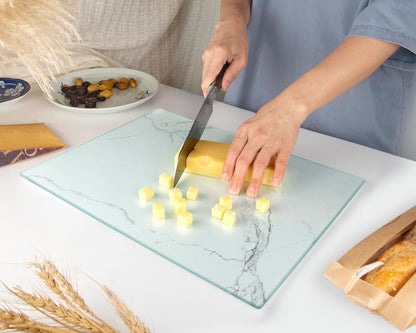 Kitchenville Glass Cutting Board 20”x16”: Tempered Glass Kitchen Counter Protector - Durable- Scratch-Resistant, Heat-Proof - Clear Design