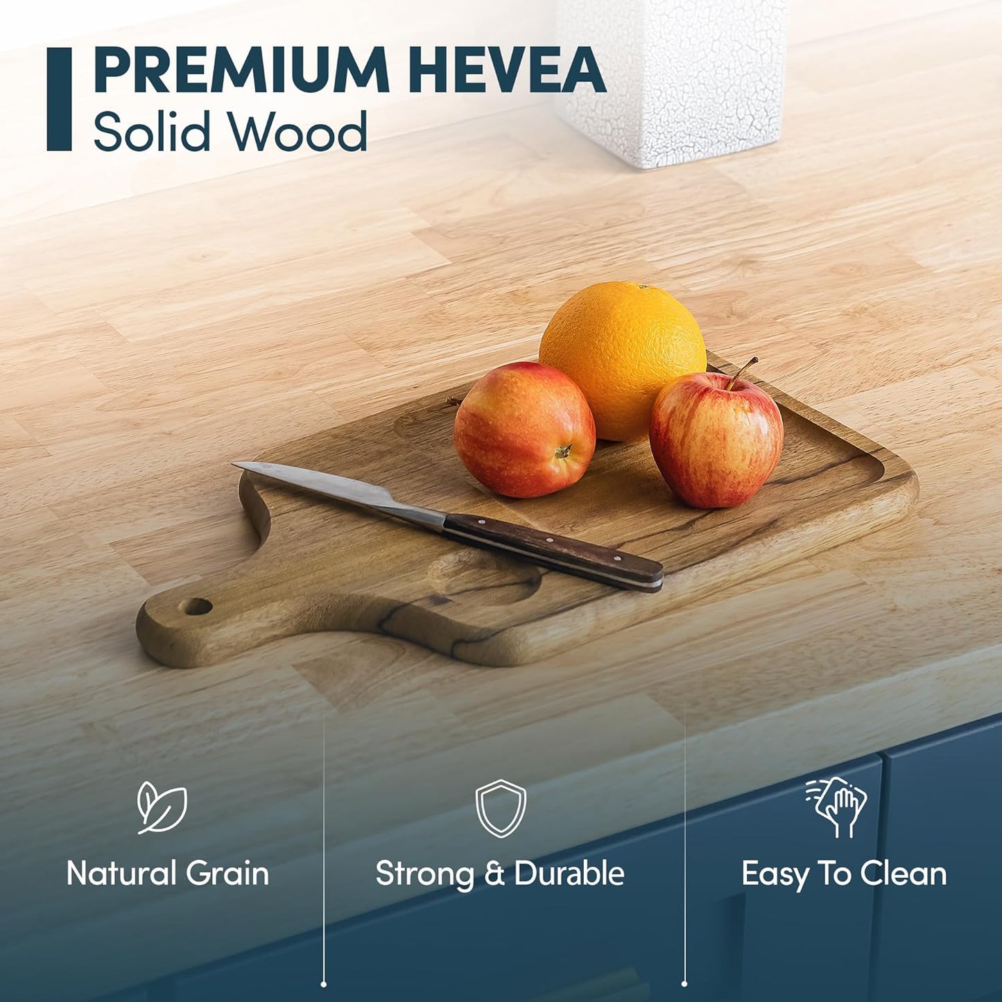 36''L x 25''W x 1.5''Th Hevea Solid Wood Butcher Block Countertop, Butcher Block Table Top for DIY Washer Dryer/Island/Kitchen Countertop (Unfinished)