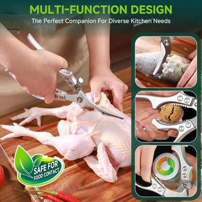 Heavy Duty Poultry Shears, Ultra Sharp Kitchen Scissors for Chicken Bone & Meat, Molybdenum-Vanadium Steel Shears with 4mm Thickened Blades, Professional Food Scissors, Dishwasher Safe
