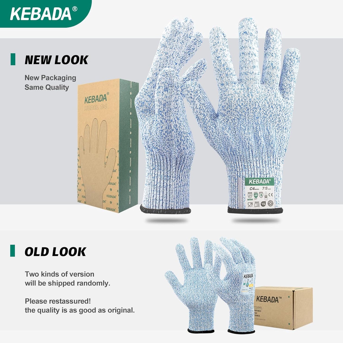 Kebada Cut Resistant Gloves, ANSI A2 Cutting Glove, PU Coated, Touchscreen, Multi-Purpose Model C2, 3 Pairs, Large