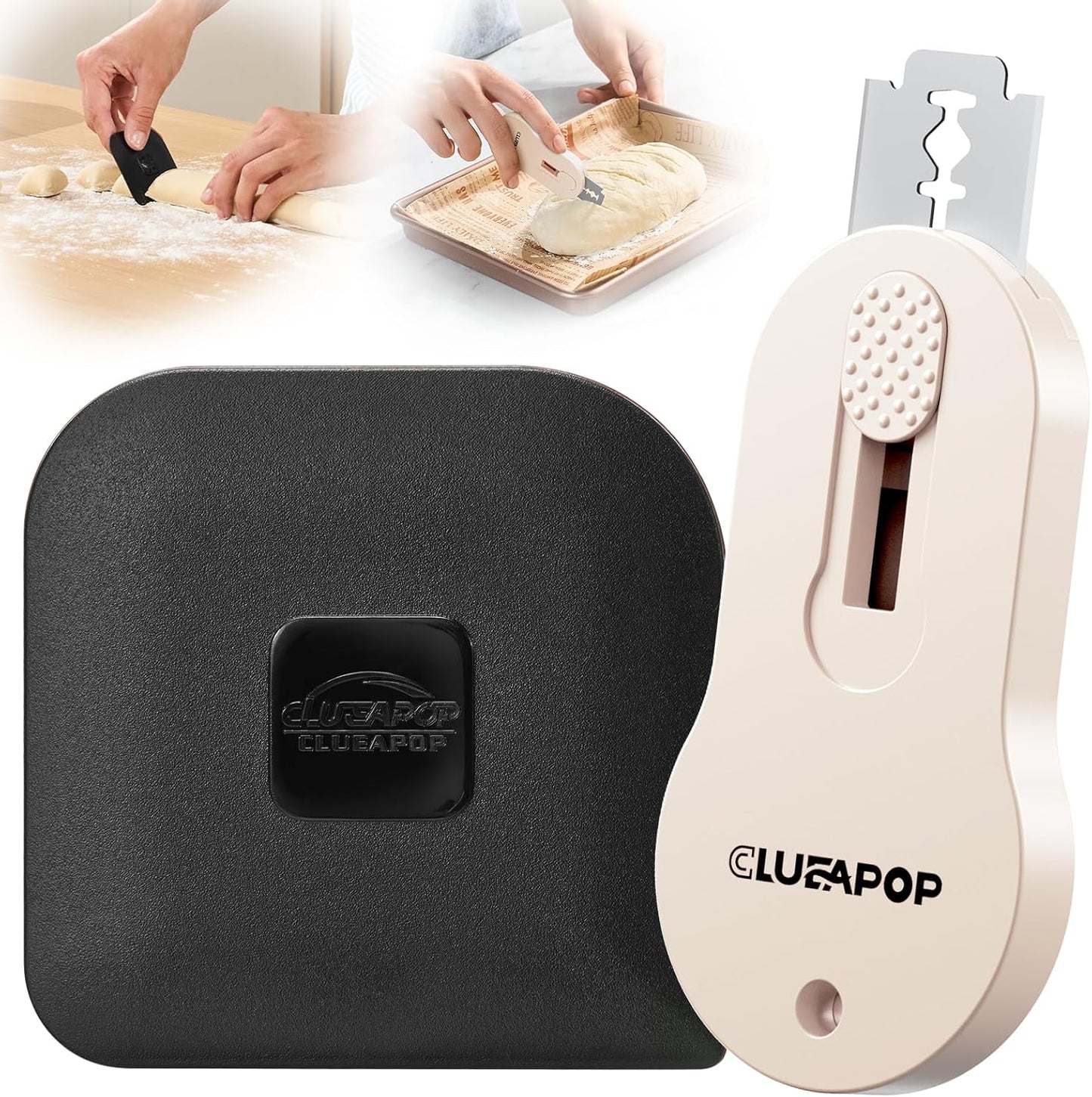 Bread Lame Sourdough Scoring Tool with Extractable & Magnetic, Bread Scoring Tool with 5 Retractable Razor Blades & Pan Scraper, Push-Pull Safety Design, Sourdough Scorer Tool for Dough Baking