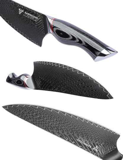 3.5 Inch Paring Knife - Fruit and Vegetable Peeling Knives, Black Damascus Steel with Ergonomic Handle - MIAO Series