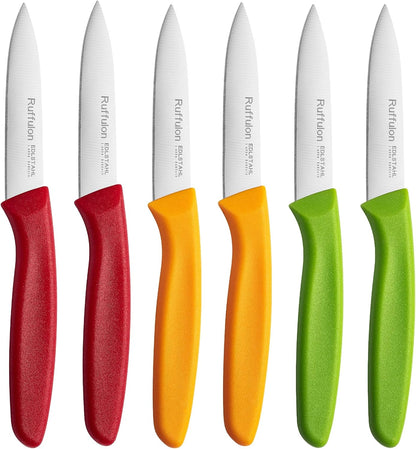 Paring Knife Fruit Knife Set (6 Pieces), Ultra Sharp Stainless Steel Vegetable and Fruit Knife with PP Plastic Ergonomic Handle for Cutting Fruits and Vegetables.Multi.