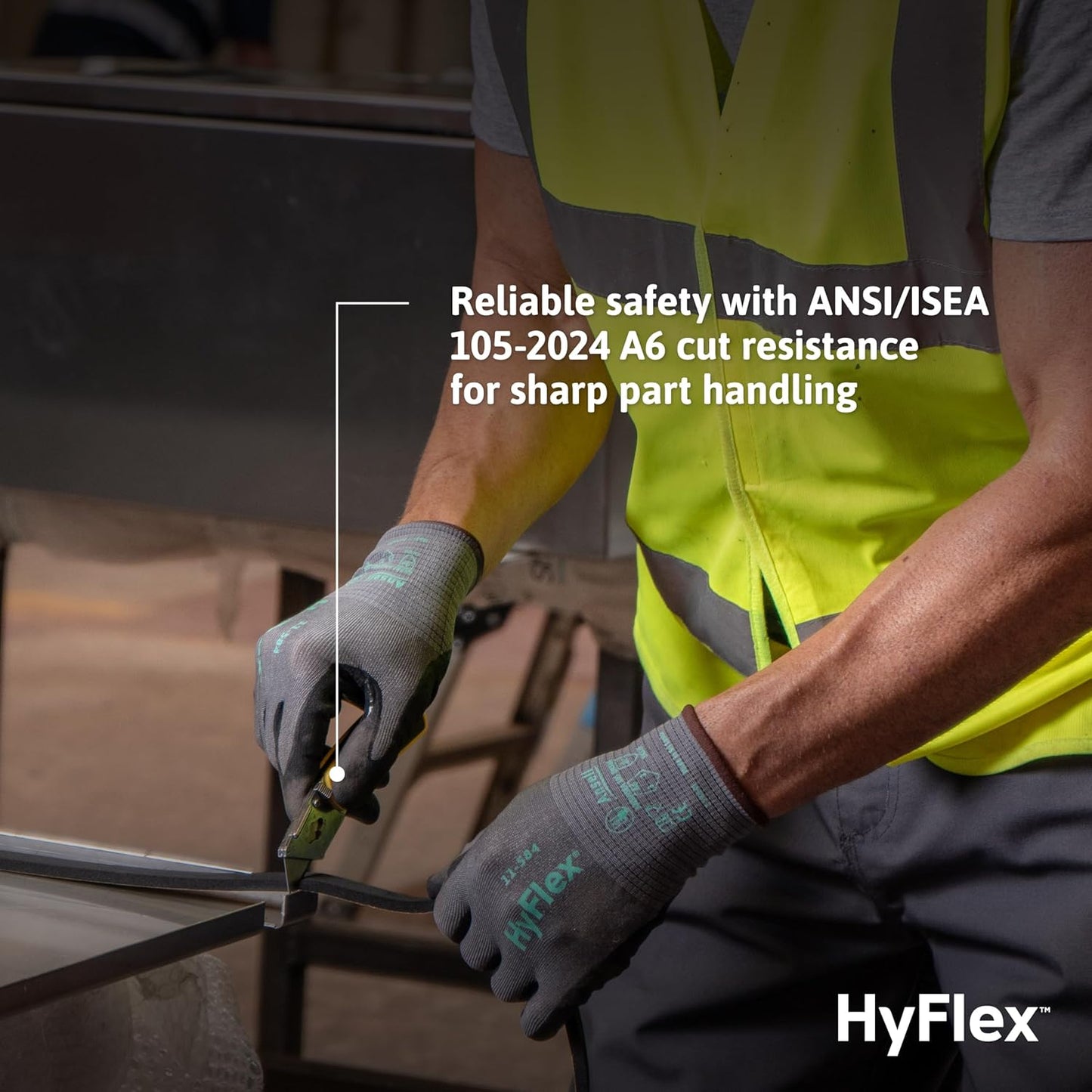 Ansell HyFlex Cut Resistant Touchscreen Work Gloves with Aerofit Precision Comfort Technology