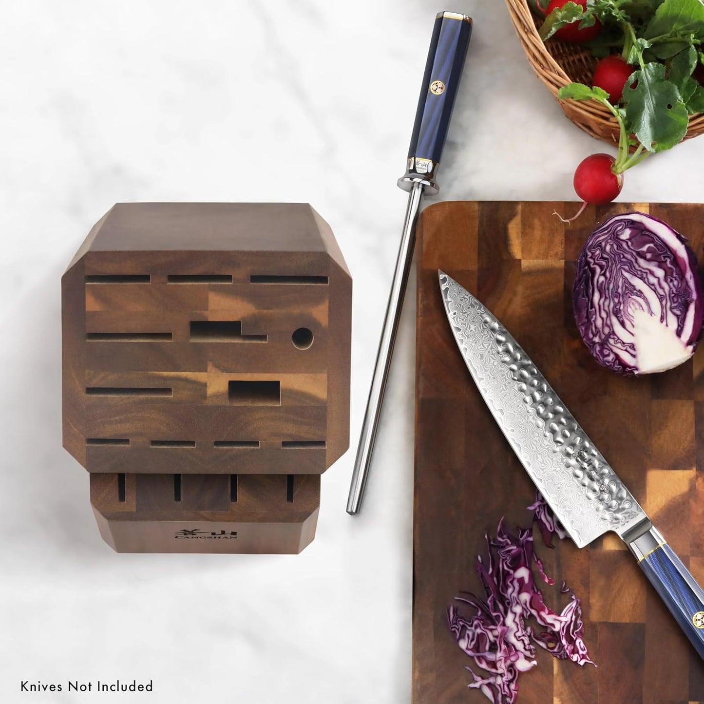 Cangshan Empty Knife Block, 16-Slot Organizer (Maple Wood)