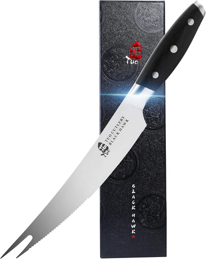 TUO Honing Rod, Knife Sharpening Rod 8 Inch, High Carbon German Steel Knife Sharpener with Ergonomic Pakkawood Handle, Premium Honing Steel for Kitchen Knives Blade Maintenance, Black Hawk Series