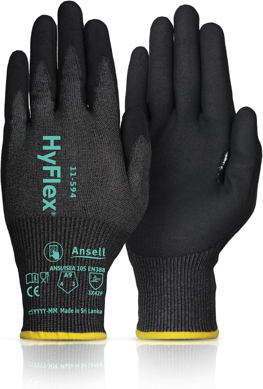 Ansell HyFlex Cut Resistant Touchscreen Work Gloves with Aerofit Precision Comfort Technology