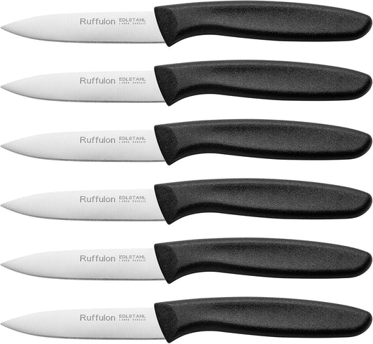 Paring Knife Fruit Knife Set (6 Pieces), Ultra Sharp Stainless Steel Vegetable and Fruit Knife with PP Plastic Ergonomic Handle for Cutting Fruits and Vegetables.