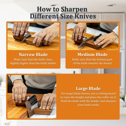 Rolling Knife Sharpener Kit with Magnetic Wooden Base — Diamond & Ceramic Discs, 15° & 20° Angle Sharpening System for Kitchen & Chef Knives — Home, Professional & Outdoor Use”