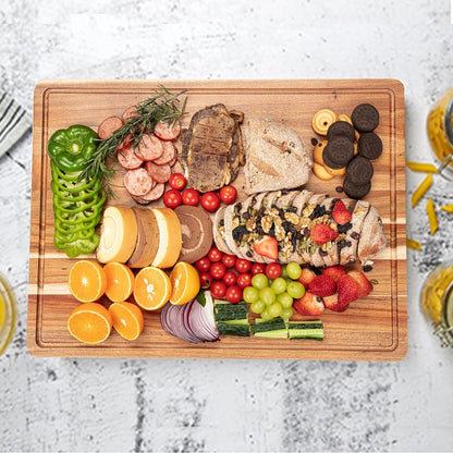 GAOMON 20 x 15 In Extra Large Acacia Wood Cutting Board, 1.5" Thick Kitchen Cutting Boards with Handle & Juice Groove, Butcher Block, Wooden Carving Board for Meat and Chopping Vegetables