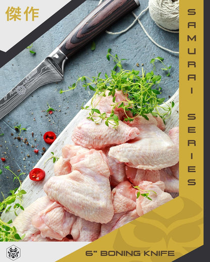 KESSAKU Serrated Utility Knife - 5.5 inch - Samurai Series - Razor Sharp Kitchen Knife - Forged 7Cr17MoV High Carbon Stainless Steel - Wood Handle with Blade Guard