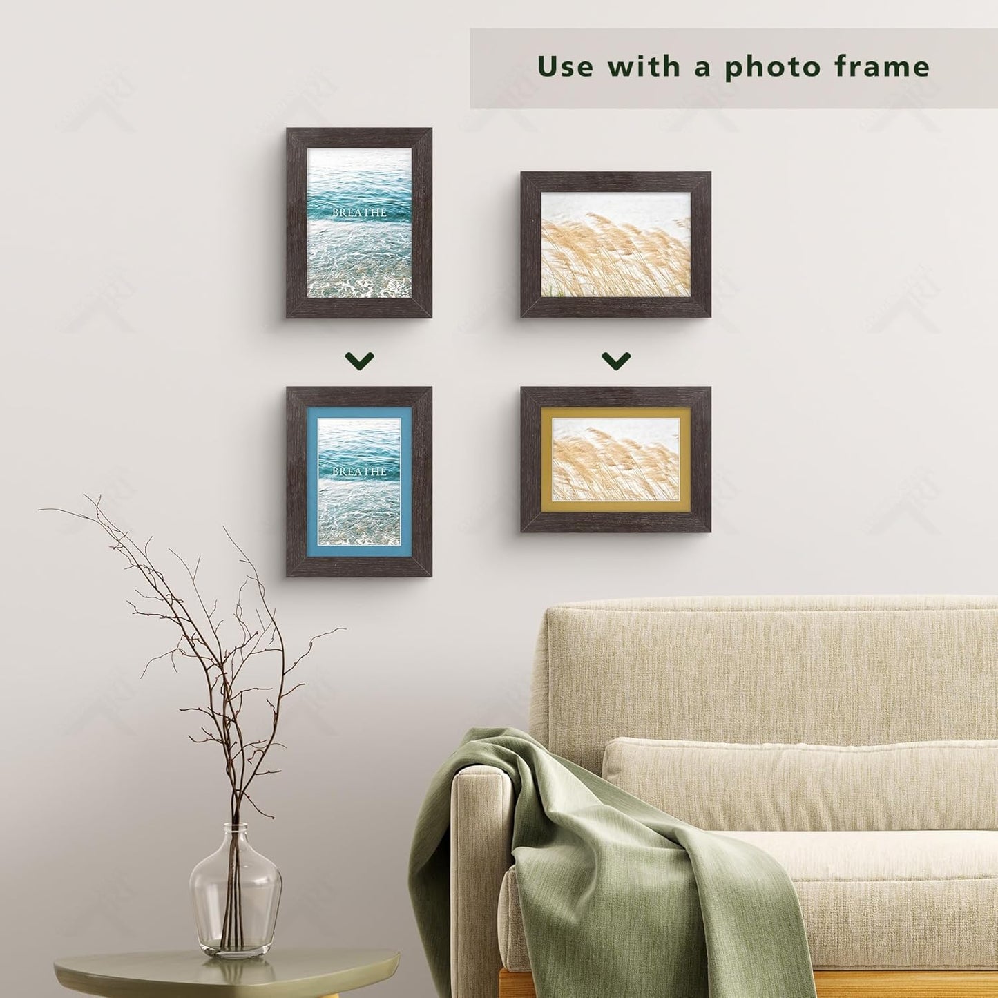 Golden State Art, Pack of 10 Mix Pre-Cut 5x7 Picture Mat for 4x6 Photo with White Core Bevel Cut Mattes Sets. Includes 10 High Premier Acid Free Bevel Cut Matts & 10 Backing Board & 10 Clear Bags