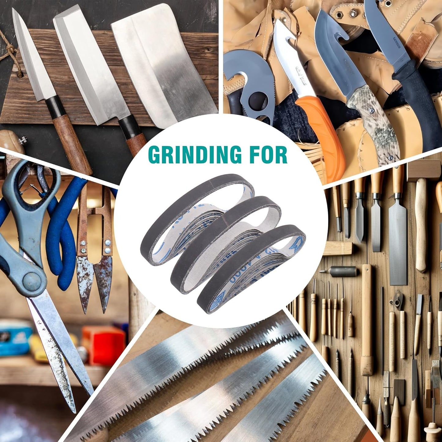 1/2 x 12 Inch Knife Sharpener Sanding Belts for Work Sharp, 5000 Ultra Fine Grit Replacement Sharpening Belt Kit for Official Work Sharp (WSKTS & WSKTS-KT/Mk.1 & Mk.2) Knife & Tool Sharpener, 10 Pcs