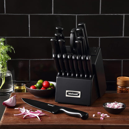 McCook® Knife Sets,German Stainless Steel Knife Block Sets with Built-in Sharpener