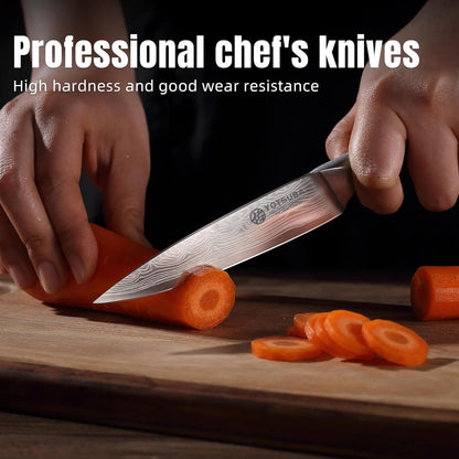YOTSUBA 3 PCS Japanese Kitchen Knife Set, Razor Sharp High Carbon Stainless Steel Chef Knives with Ergonomic Natural Rosewood Handle, Premium Gift Box for Home & Restaurant Use