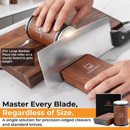 Rolling Knife Sharpener Kit | Diamond & Ceramic Disc Knife Sharpening System with Magnetic 15° & 20° Angle Guide | Manual Sharpener for Kitchen, Chef, Pocket & Japanese Knives | Gift Ready