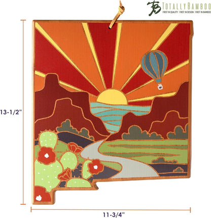Totally Bamboo North Carolina State Shaped Cutting Board and Charcuterie Serving Platter with Artwork by Summer Stokes, Includes Hang Tie for Wall Display 18" x 8" x 5/8" - Colors B