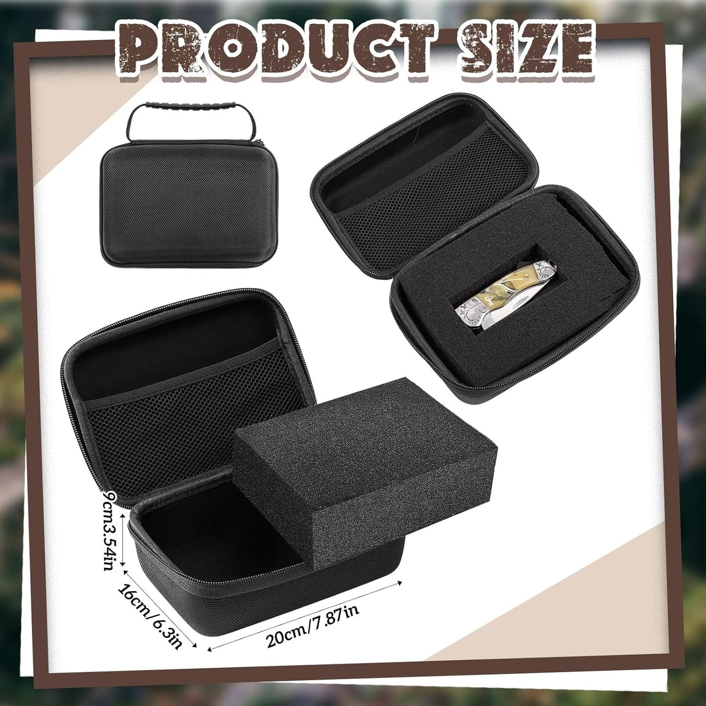 Relaxweex EVA Hard Case with Customizable Foam 7.8 x 6.3 x 3.5 Inch Protective EVA Carrying Case Shockproof Outdoor for Camera, Digital Products, Electronic Instruments with Knife, Black and Red