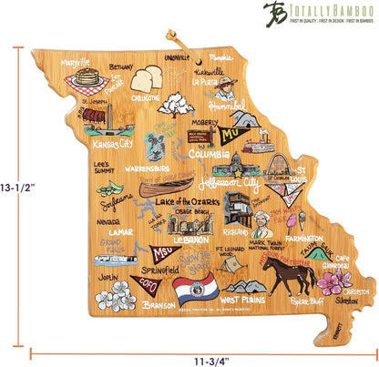 Totally Bamboo Tennessee State Shaped Cutting Board and Charcuterie Serving Platter with Artwork by Fish Kiss, Includes Hang Tie for Wall Display - Colors B