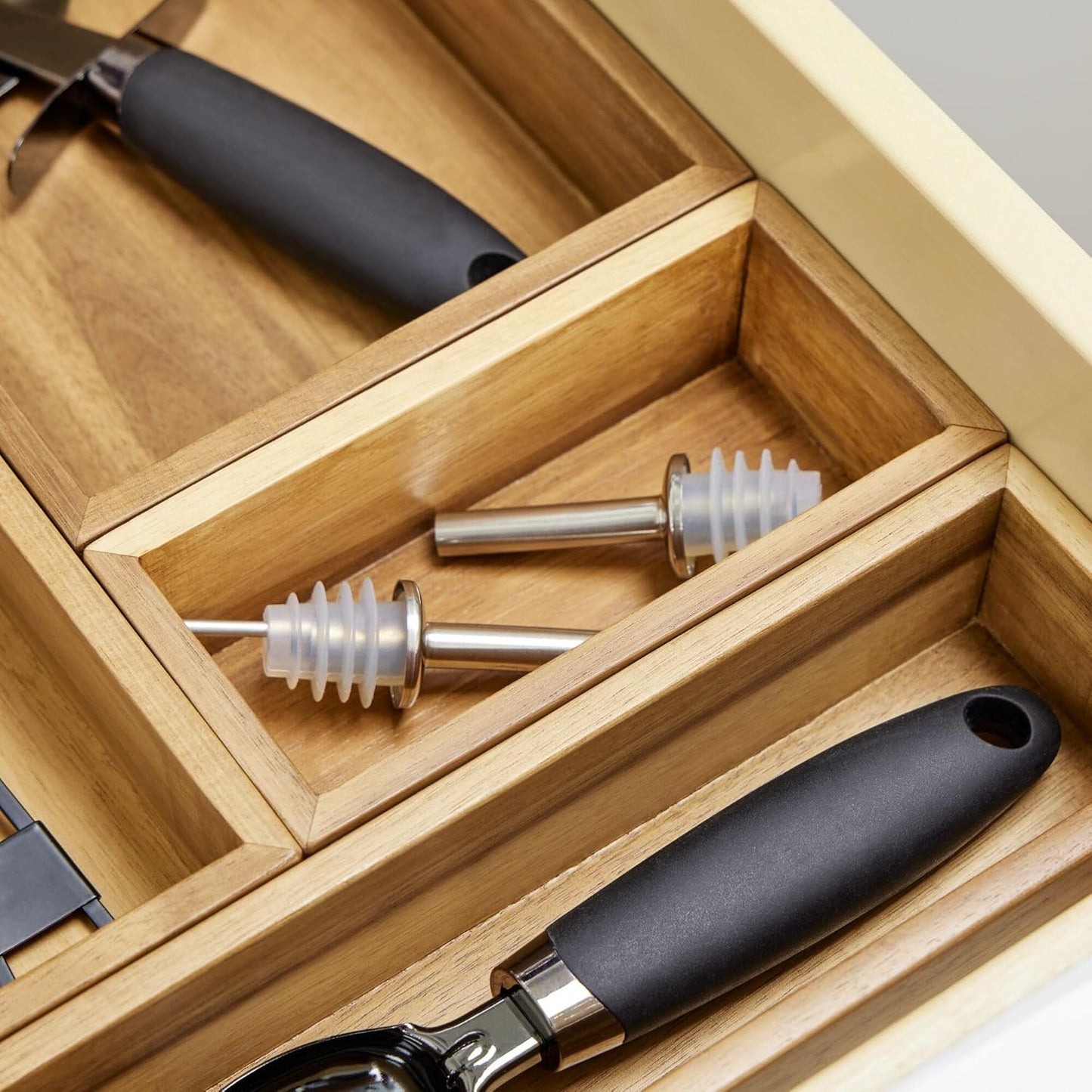 iDesign Acacia Wood Kitchen Drawer Organizer - Set of 3 - Natural